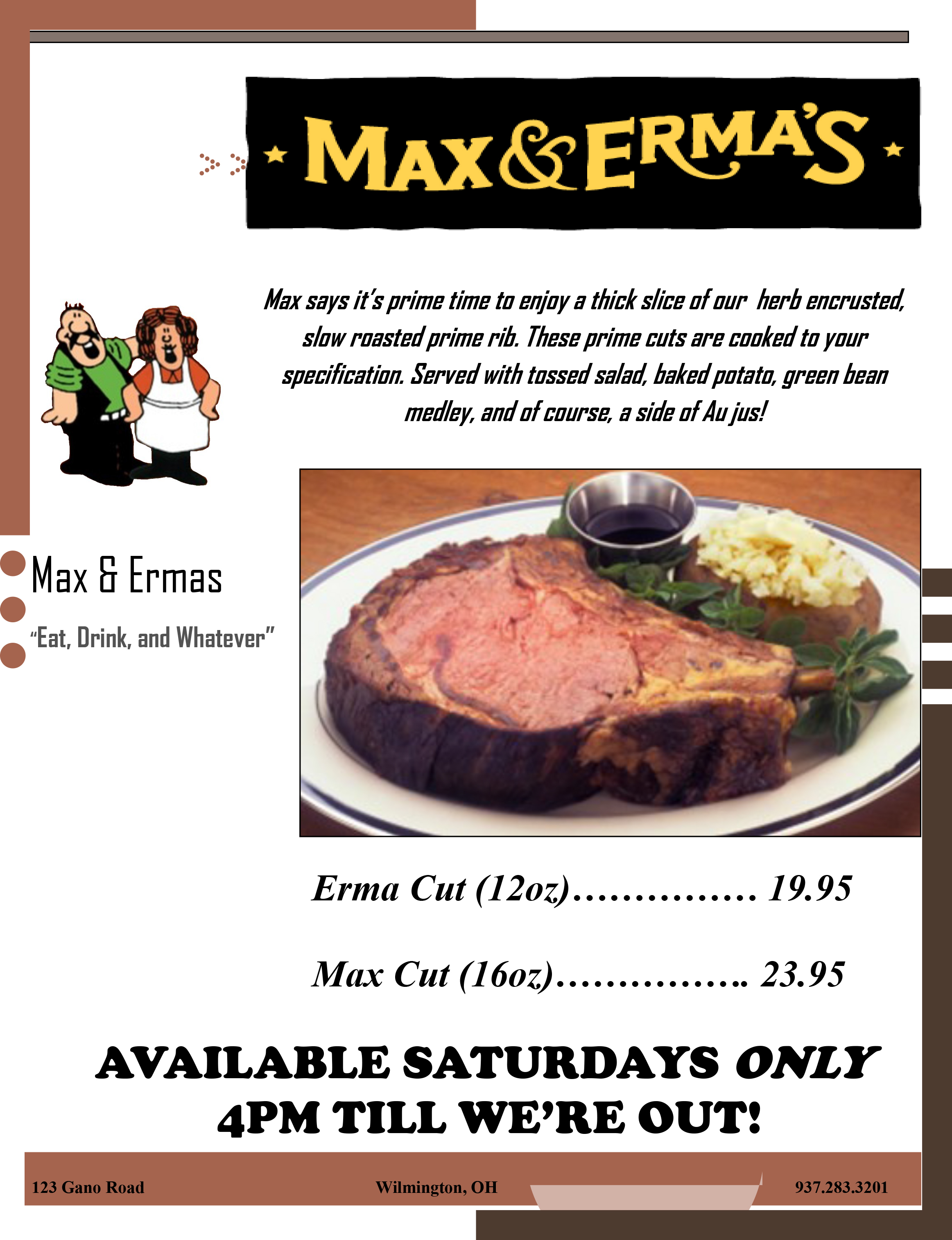 Prime Rib Saturdays Roberts Centre Roberts Centre